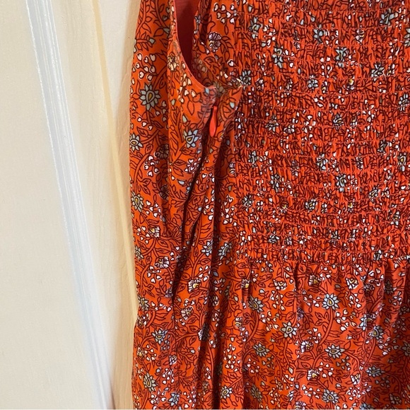 Old Navy orange dainty floral print smocked waist dress LAST CHANCE - Picture 6 of 6